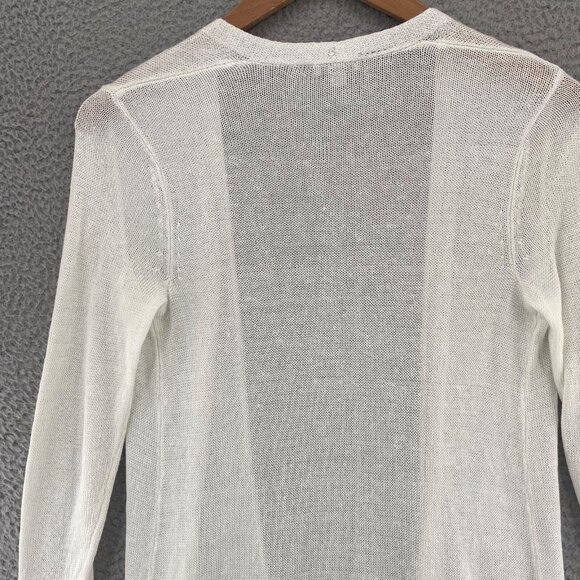 J Jill Sweater Womens Extra Small White Linen Blend Cardigan Open Front Pockets - Picture 4 of 10